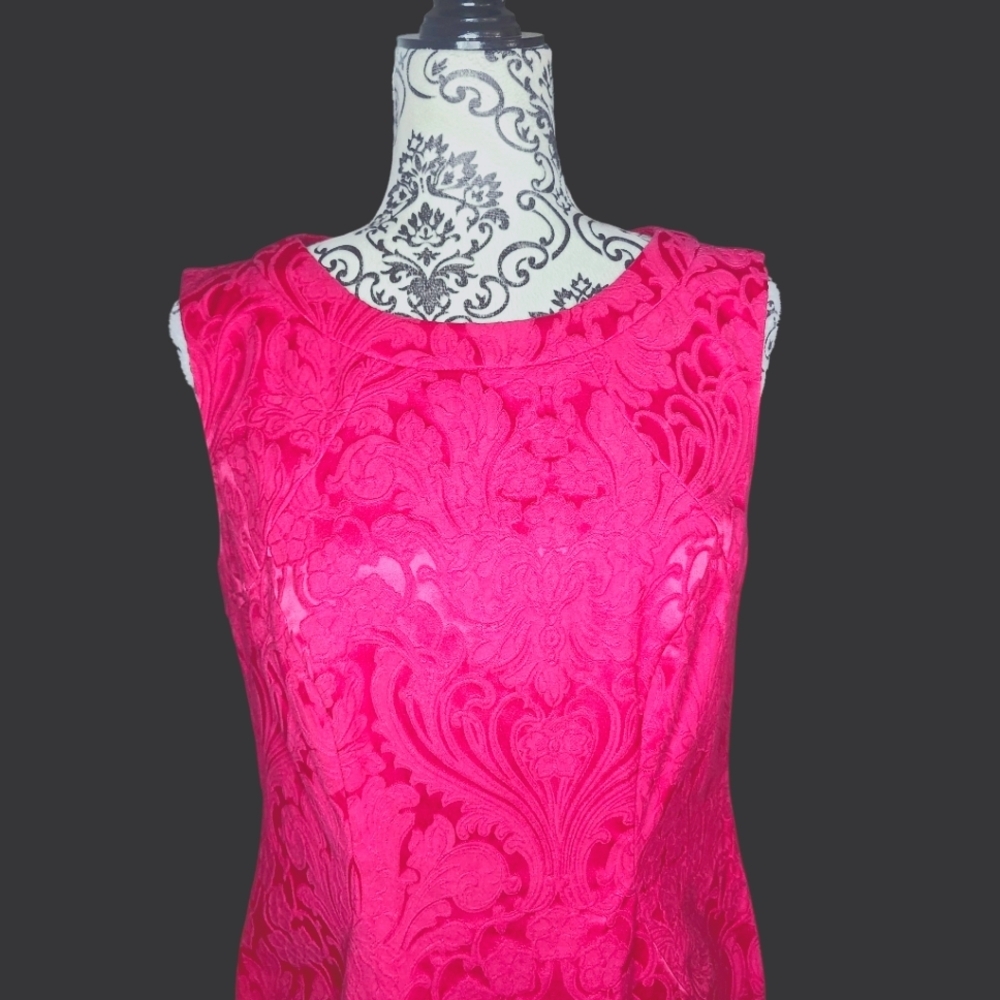 MELANIE LYNE Pink Damask Print Sleeveless Dress - 8 - Picture 2 of 7